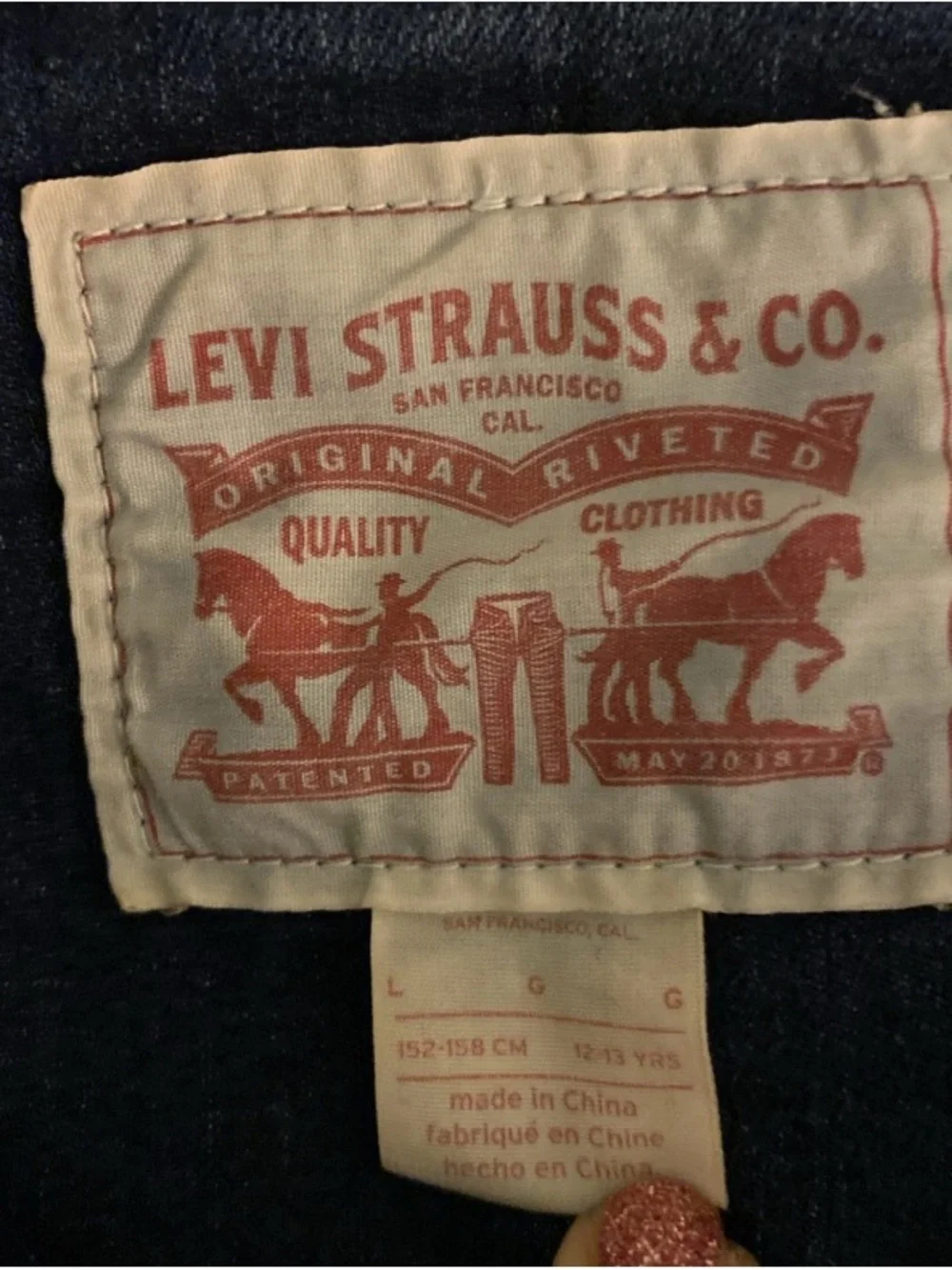 Levi's Blue Denim Jacket with Pink Rose Patch